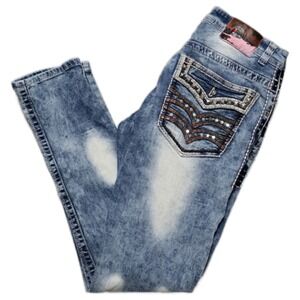Demolition Urban Wear‎ Studded Acid Wash Distressed Skinny Jeans Mens Sz 32